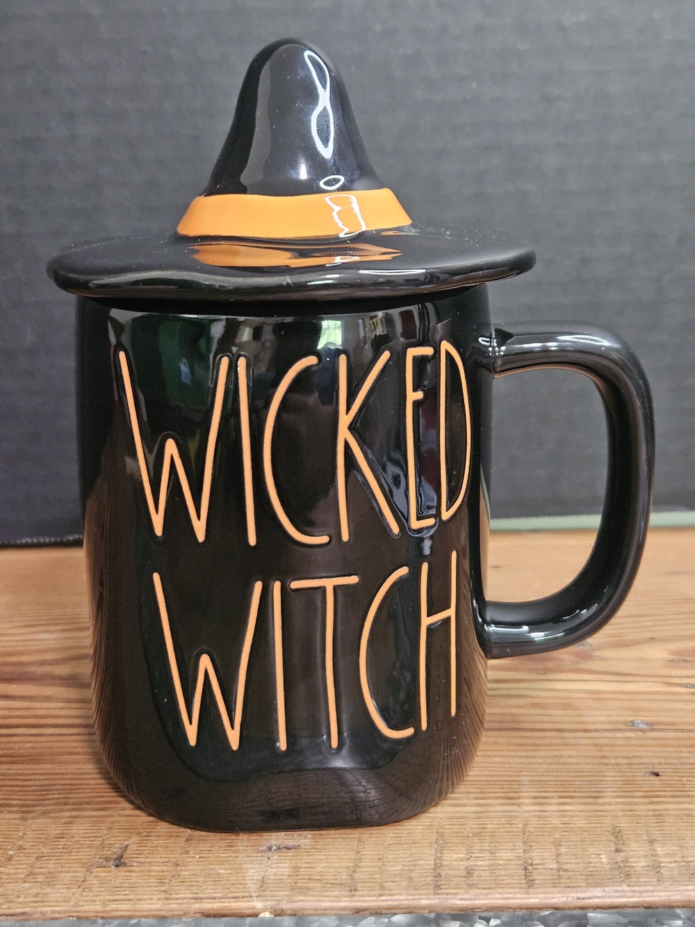 Rae Dunn Wicked Witch Ceramic Mug with Witch Hat Lid - Black and Orange